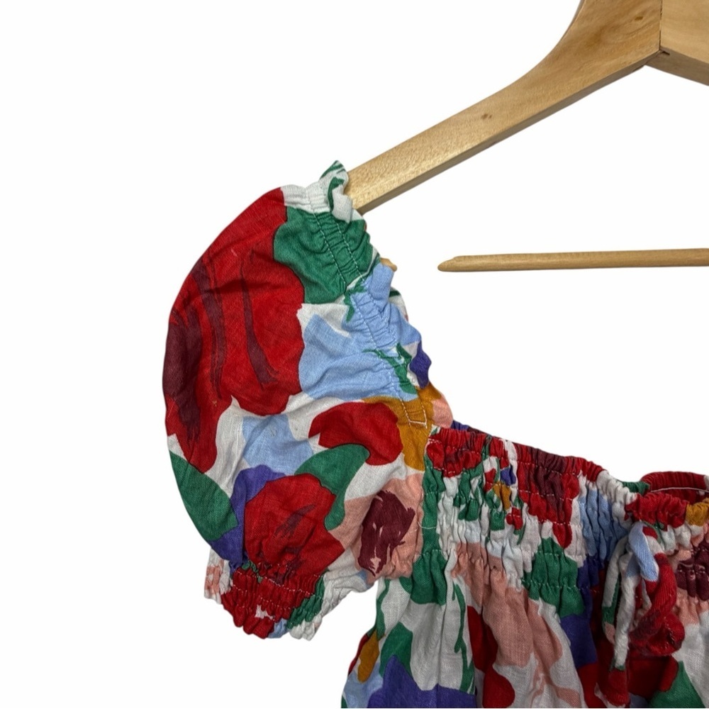 Faithfull the Brand Multicolor Floral Blouse crop size medium linen - Picture 4 of 5